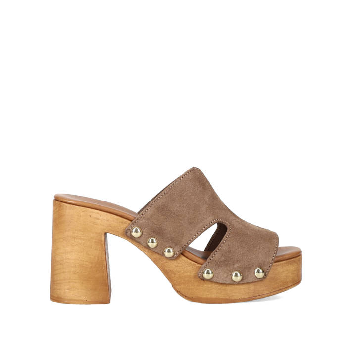 Taupe δερμάτινο mule τσόκαρο