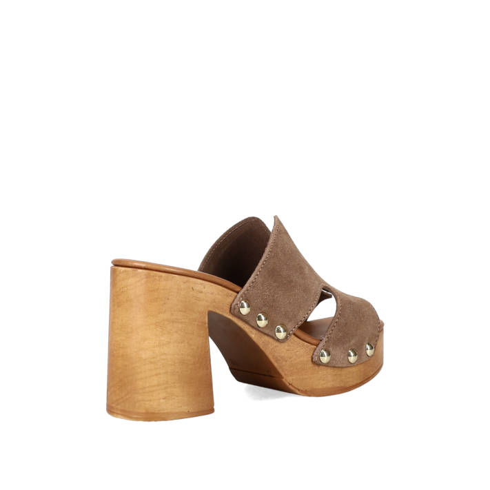 Taupe δερμάτινο mule τσόκαρο