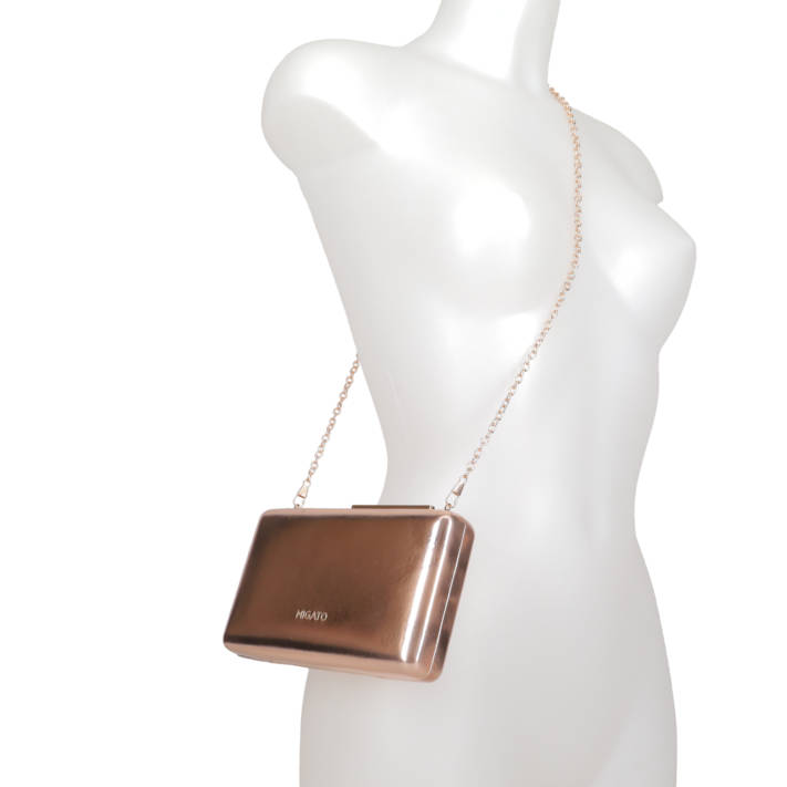 Rose gold clutch bag