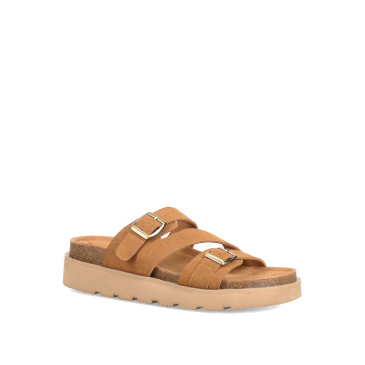 Camel footbed sandal
