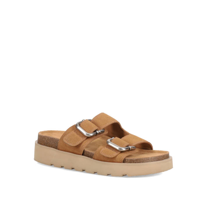 Camel footbed sandal