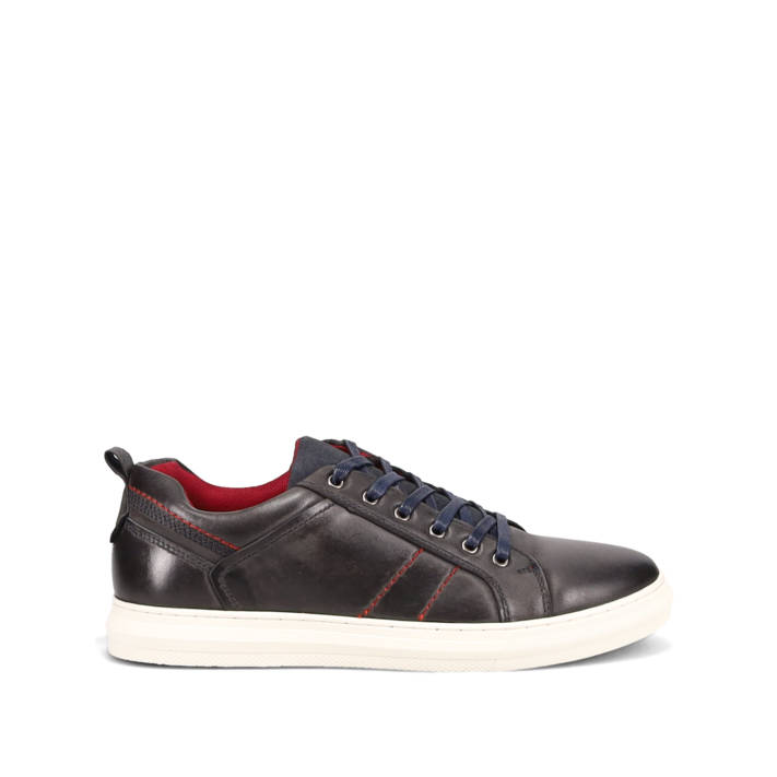 Μπλε δερμάτινο ανδρικό sneaker