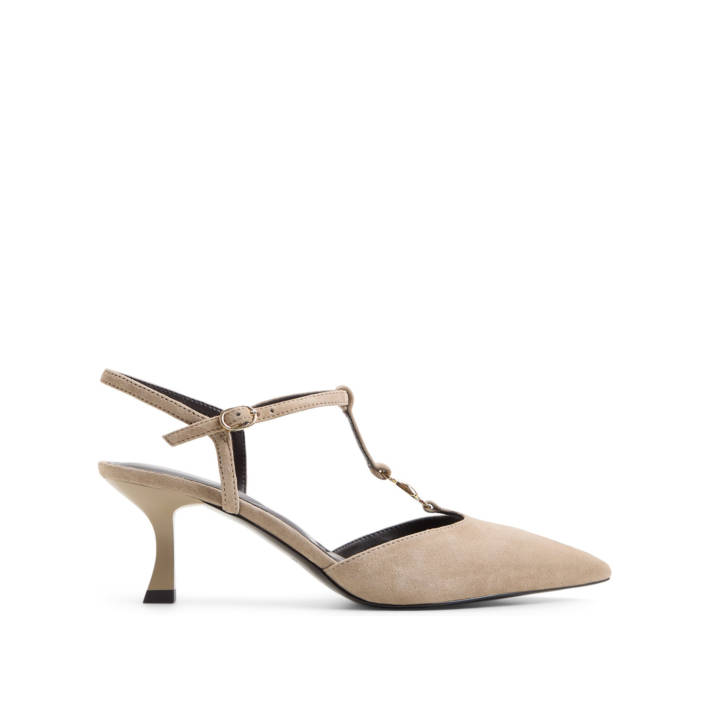 Taupe δερμάτινη γόβα STARLYNN