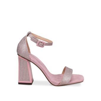 Pink sandal with pearl effect
