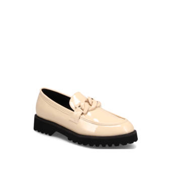 Beige patent loafer