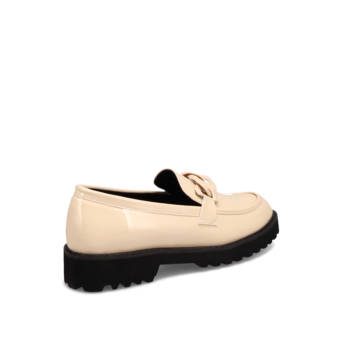 Beige patent loafer