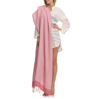 Pink striped beach towel