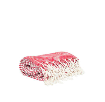 Red and white striped beach towel