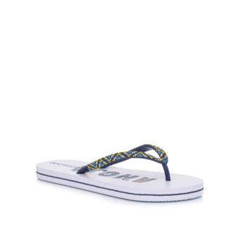 Beach sandal with blue thong