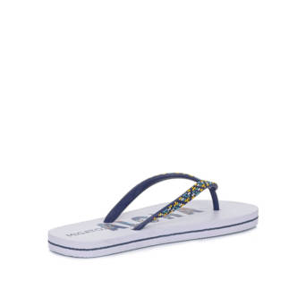 Beach sandal with blue thong