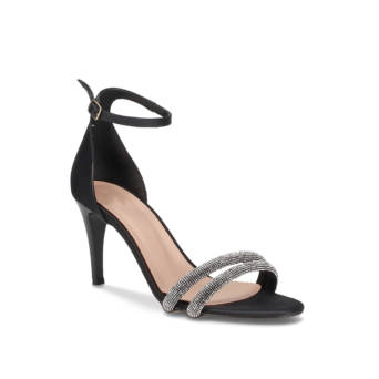 Black sandal with rhinestones