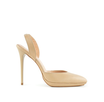 Μπεζ δερμάτινη slingback γόβα