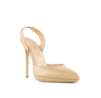 Μπεζ δερμάτινη slingback γόβα