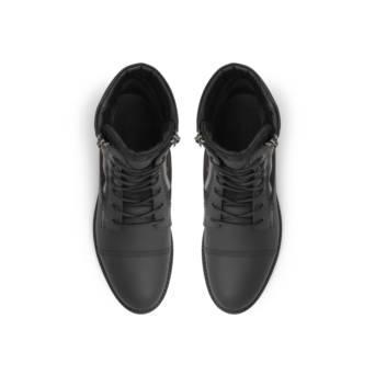 Μαύρο δερμάτινο ανδρικό μποτάκι KEDAEN