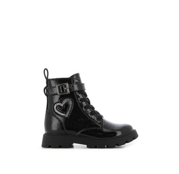 Kid''s black patent army bootie