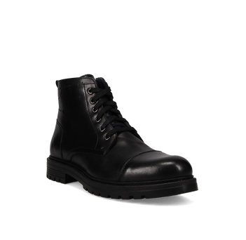 Men''s black leather army bootie