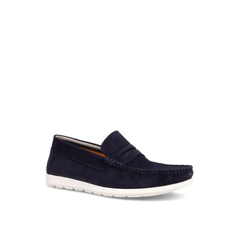 Men''s blue leather suede loafer