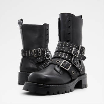 Black leather bootie VORTEXIA