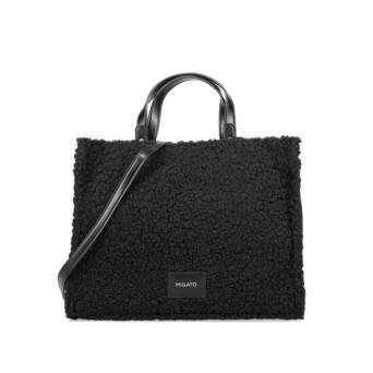 Black faux fur handbag
