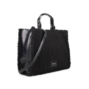 Black faux fur handbag