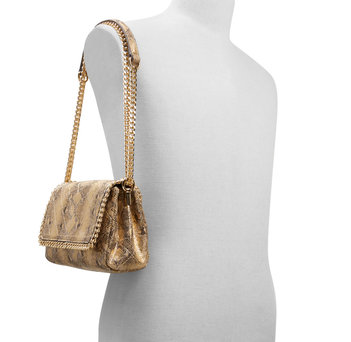 Χρυσή snakeskin τσάντα ώμου KAYLEY