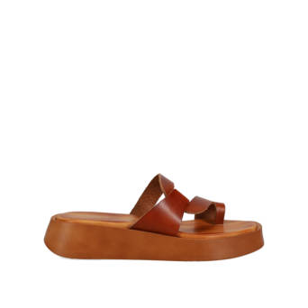 Ταμπά δερμάτινο flatform σανδάλι