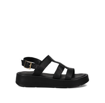 Black leather flatform sandal Migato
