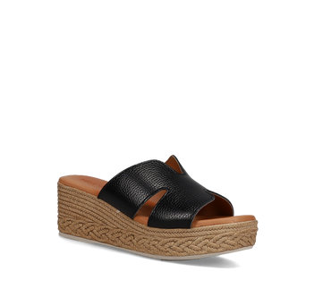 Black leather  wedge