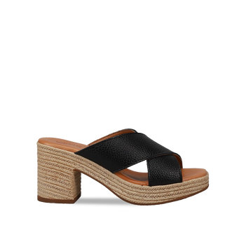 Black leather mule sandal