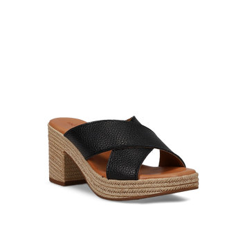 Black leather mule sandal