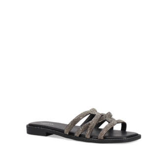 Black sandal with rhinestones