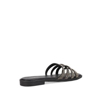 Black sandal with rhinestones