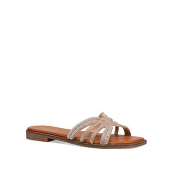 Tan sandal with rhinestones