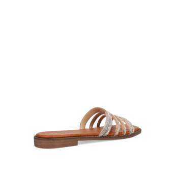 Tan sandal with rhinestones