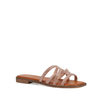 Tan sandal with rhinestones