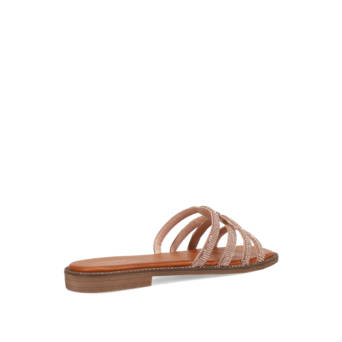 Tan sandal with rhinestones