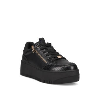 Black sneaker with laces and zipper
