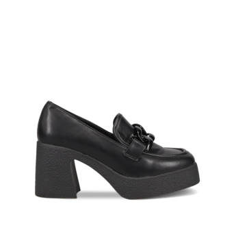 Black high heeled loafer