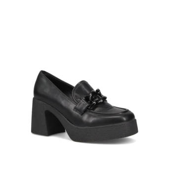 Black high heeled loafer