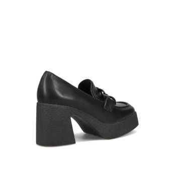 Black high heeled loafer