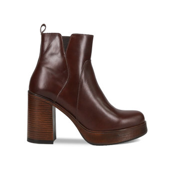 Brown leather bootie