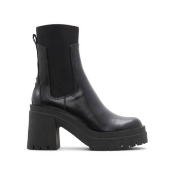 Black leather bootie BIGMOOD
