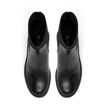 Black leather bootie BIGMOOD