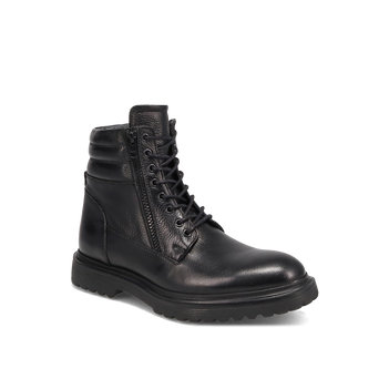 Men''s black leather military boot