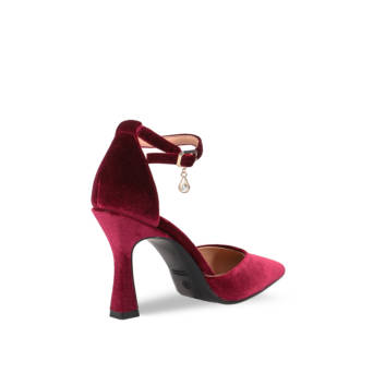 Burgundy velvet pump