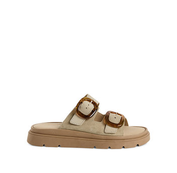 Beige leather footbed sandal