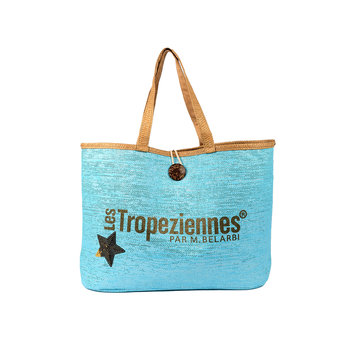 Light blue straw shoulder bag