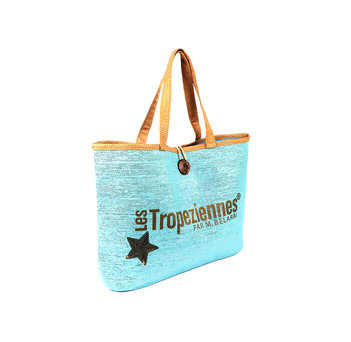 Light blue straw shoulder bag