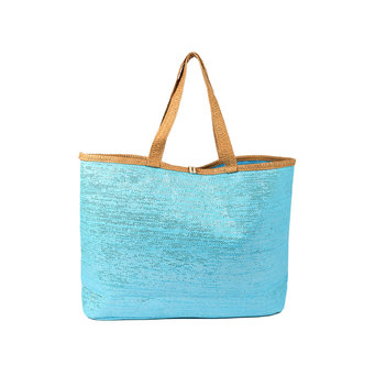 Light blue straw shoulder bag