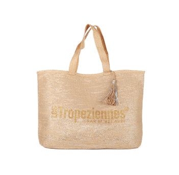 Beige straw shoulder bag